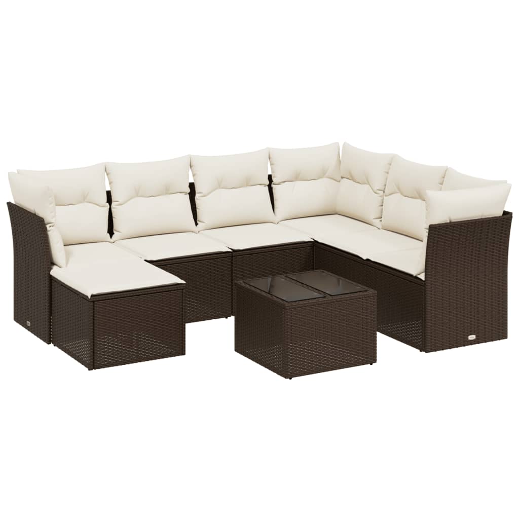 Set canapele de grădină cu perne, 8 piese, maro, poliratan GartenMobel Dekor