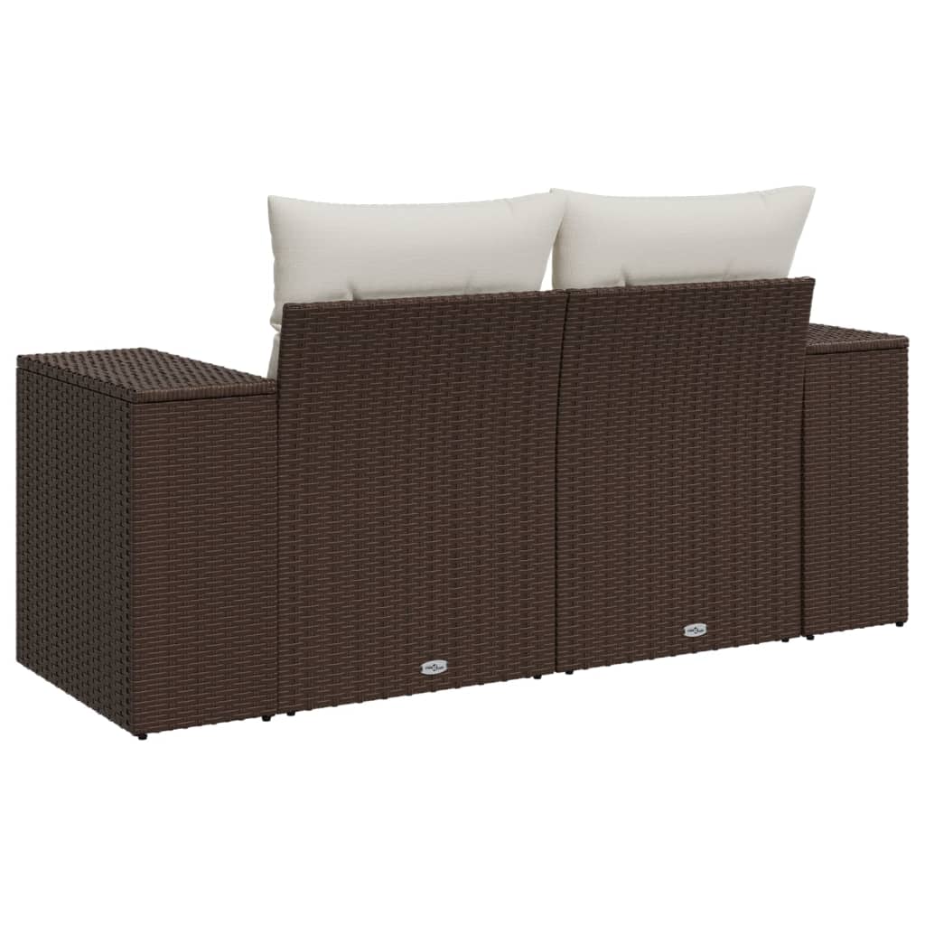 Canapea de grădină cu perne, 2 locuri, maro, poliratan GartenMobel Dekor