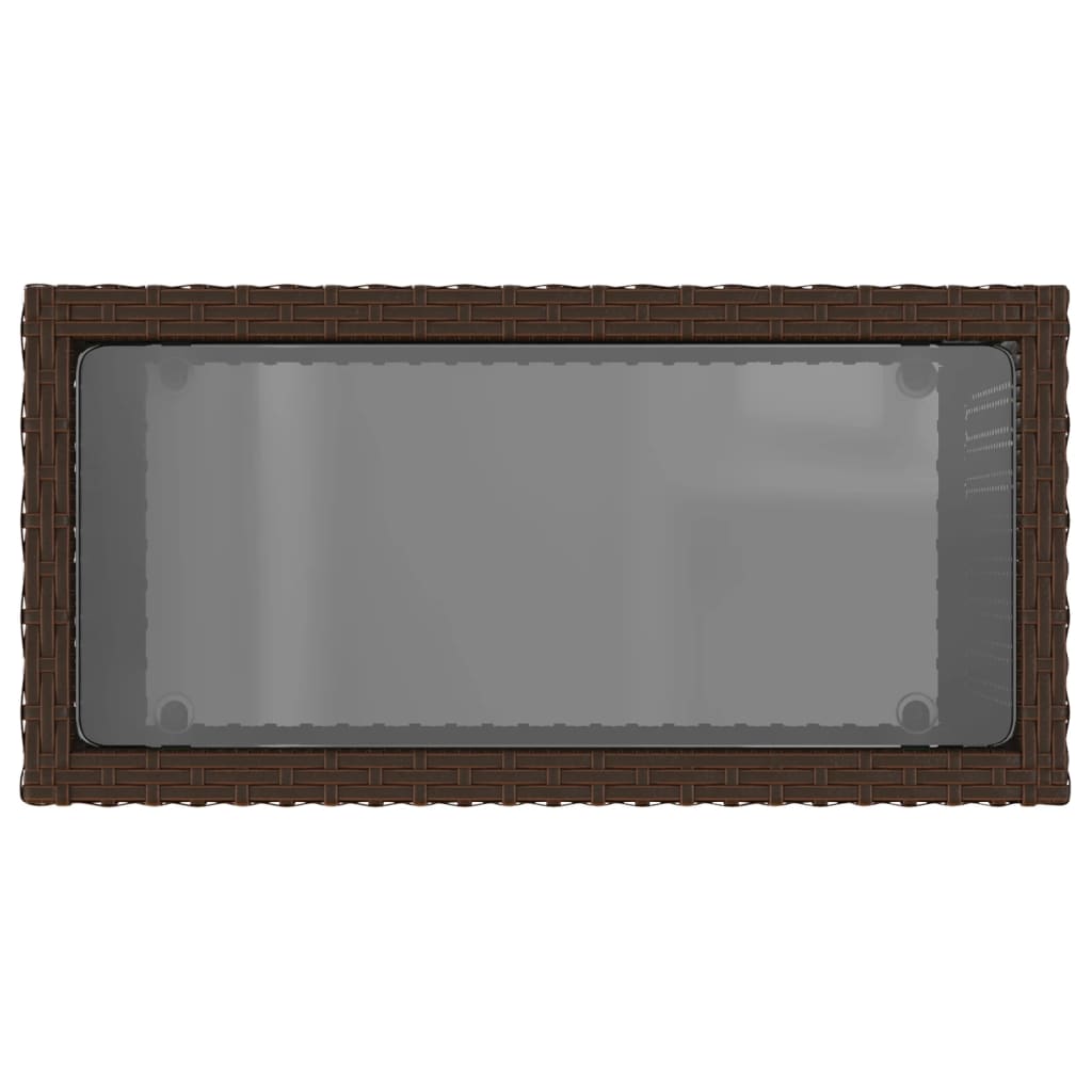 Masă laterală grădină, blat sticlă, maro 58x27,5x55cm poliratan GartenMobel Dekor