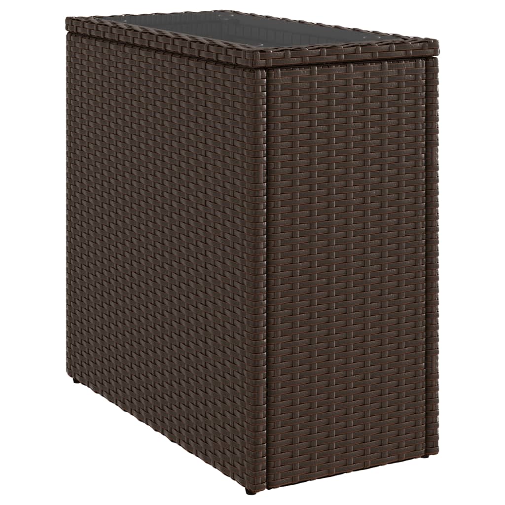 Masă laterală grădină, blat sticlă, maro 58x27,5x55cm poliratan GartenMobel Dekor
