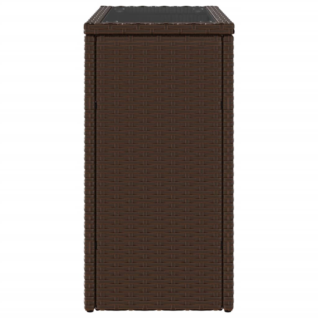 Masă laterală grădină, blat sticlă, maro 58x27,5x55cm poliratan GartenMobel Dekor