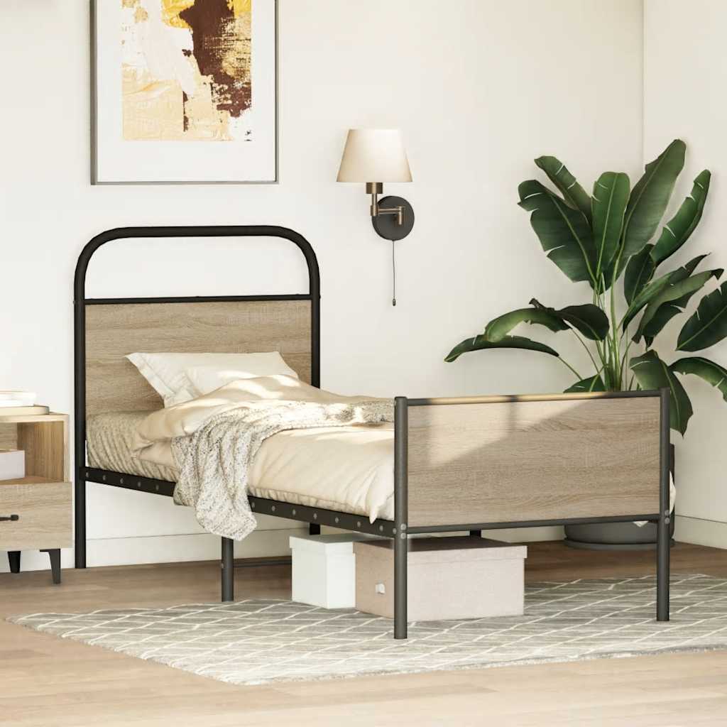 Cadru de pat fără saltea 80x200 cm Lemn prelucrat stejar Sonoma GartenMobel Dekor