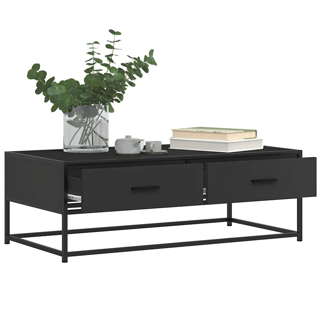Măsuță de cafea, negru, 100x50x35 cm, lemn prelucrat și metal GartenMobel Dekor