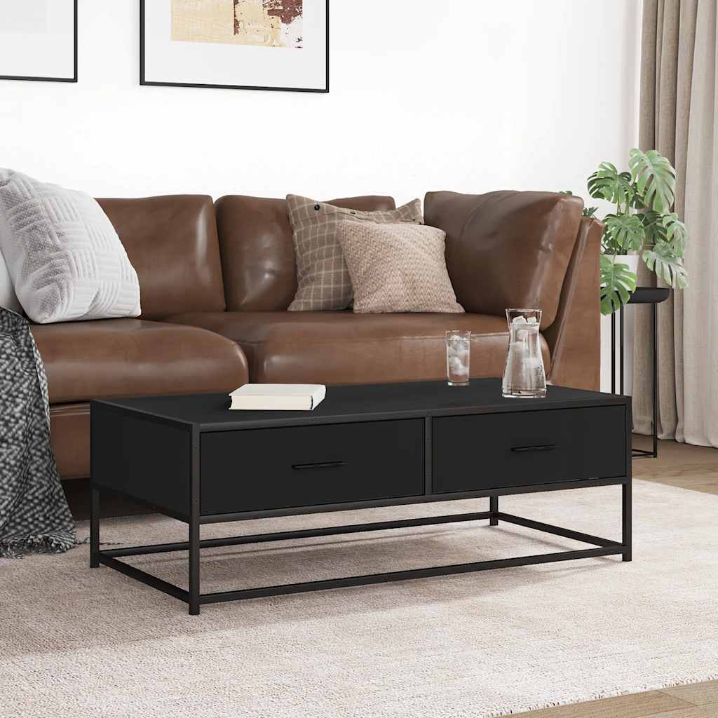 Măsuță de cafea, negru, 100x50x35 cm, lemn prelucrat și metal GartenMobel Dekor