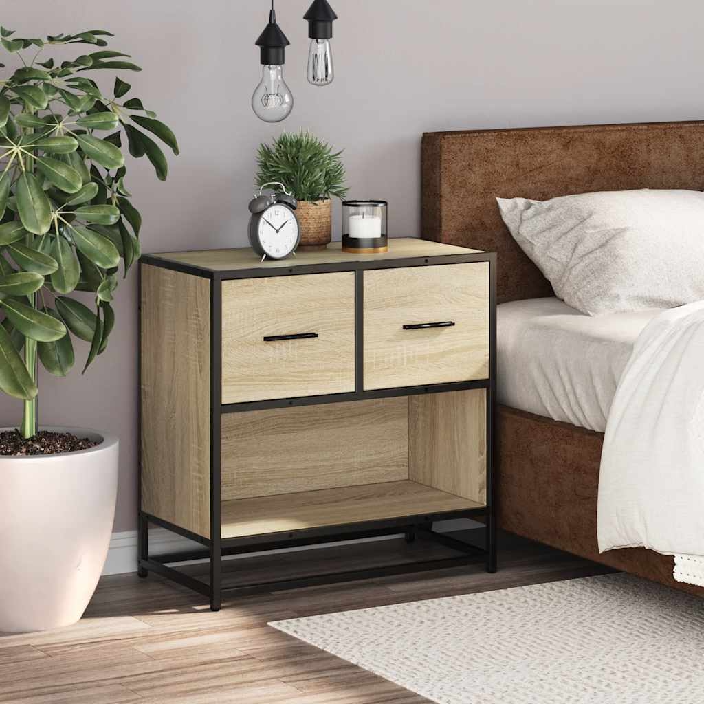 Noptiera din stejar Sonoma 60x31x60 cm lemn prelucrat si metal GartenMobel Dekor