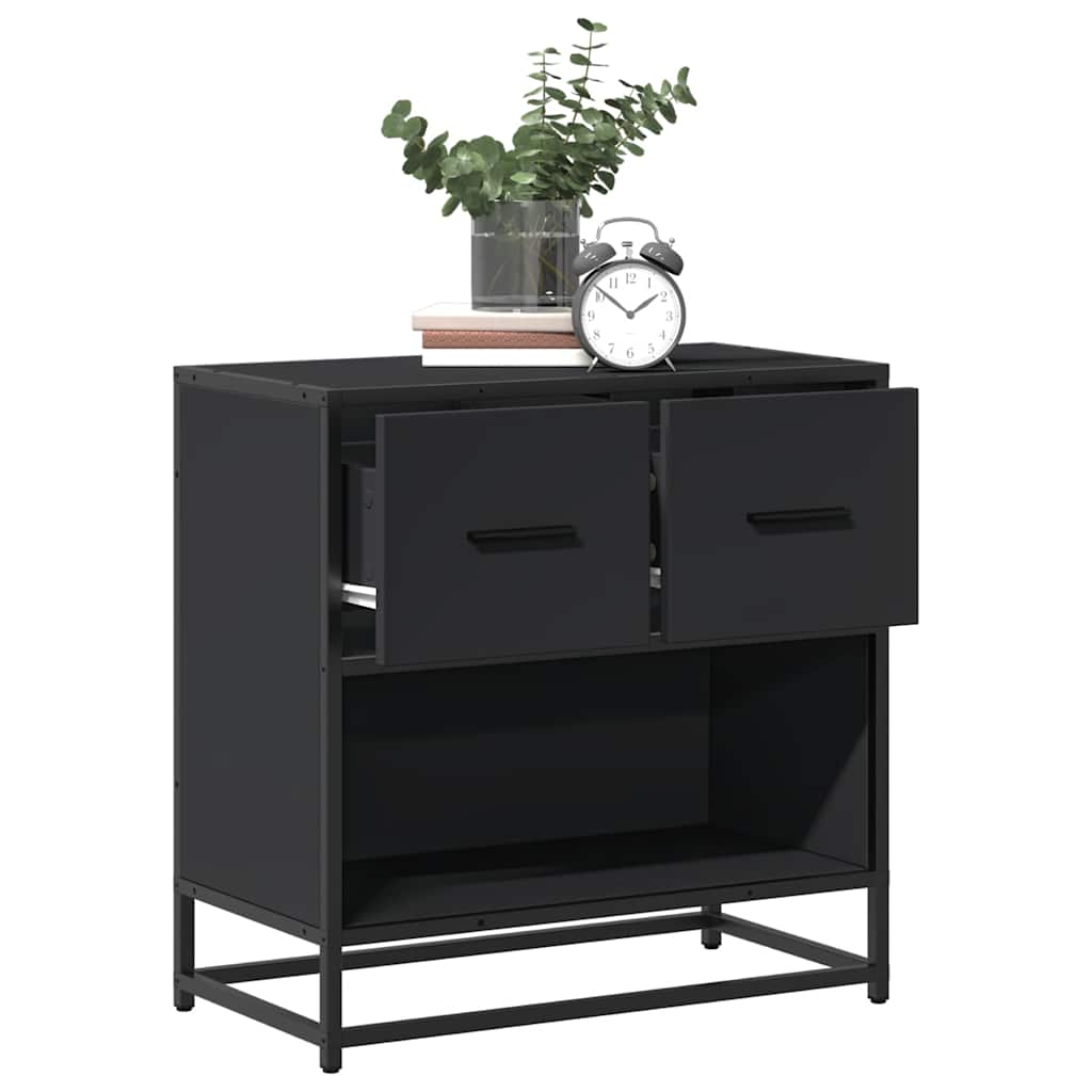 Noptiera neagra 60x31x60 cm lemn prelucrat si metal GartenMobel Dekor
