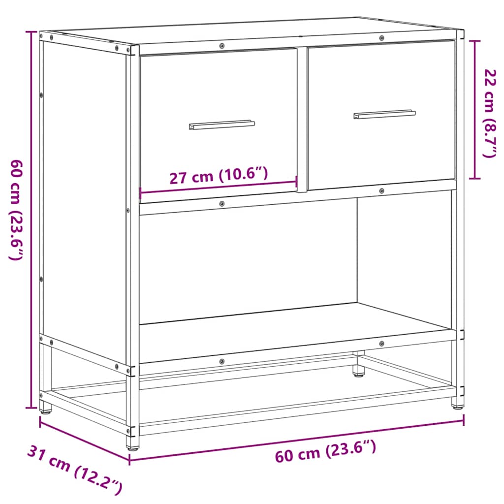 Noptiera neagra 60x31x60 cm lemn prelucrat si metal GartenMobel Dekor