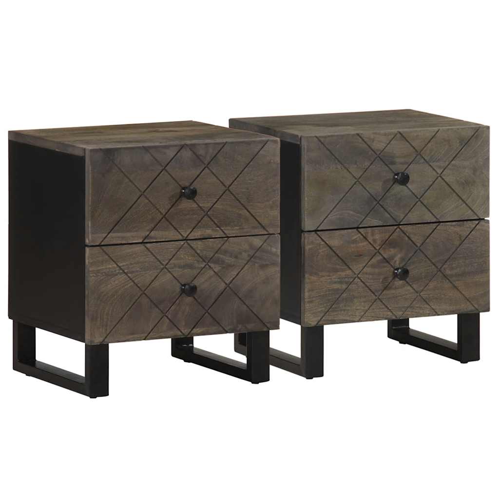 Noptiere, 2 buc., negru, 40x33x46 cm, lemn masiv de mango GartenMobel Dekor