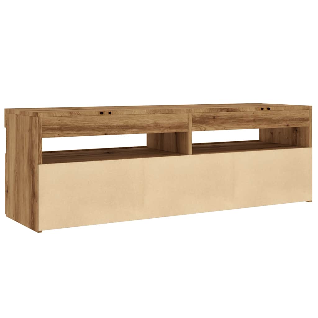 Dulap TV cu LED stejar artizanal 120x35x40 cm lemn prelucrat GartenMobel Dekor