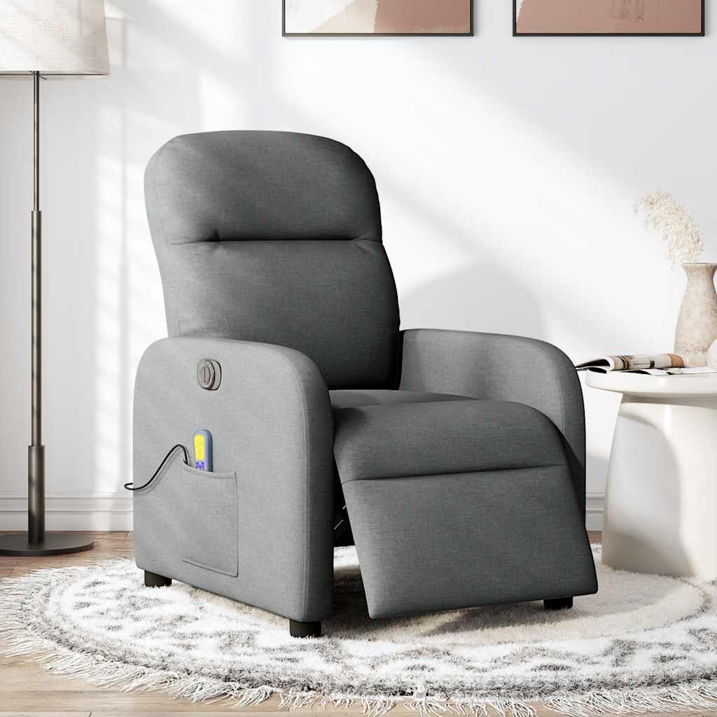 Fotoliu electric de masaj rabatabil, gri închis, textil GartenMobel Dekor