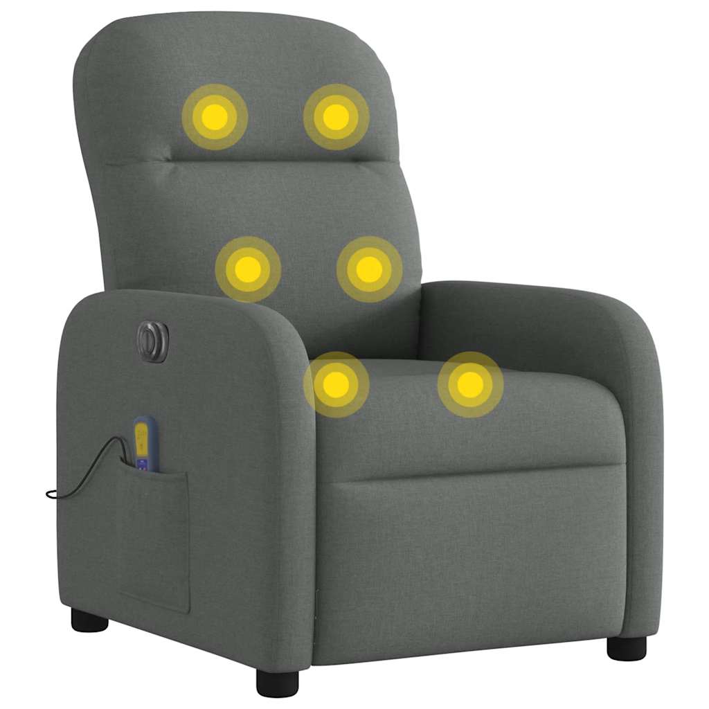 Fotoliu electric de masaj rabatabil, gri închis, textil GartenMobel Dekor