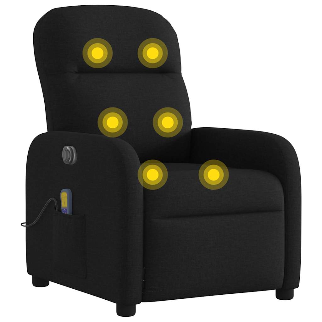 Fotoliu electric de masaj rabatabil, negru, textil GartenMobel Dekor
