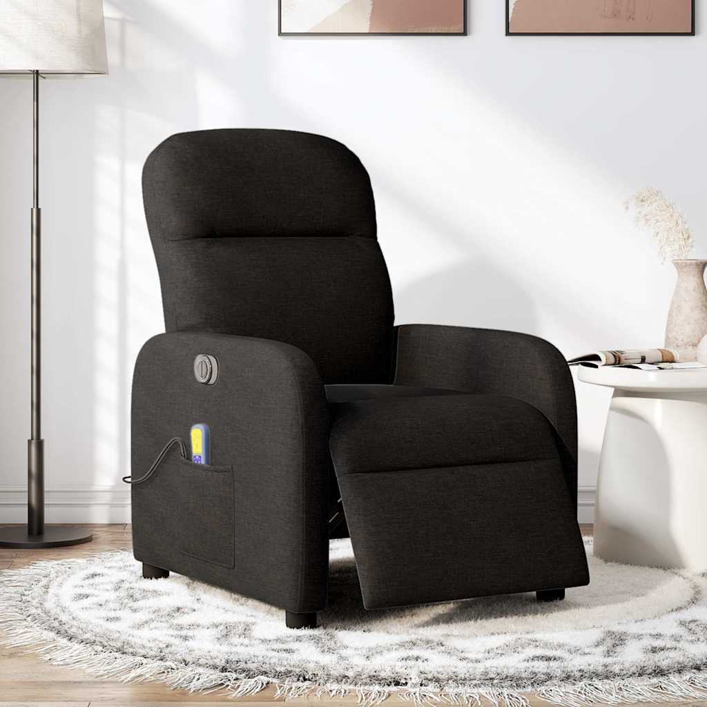 Fotoliu electric de masaj rabatabil, negru, textil GartenMobel Dekor