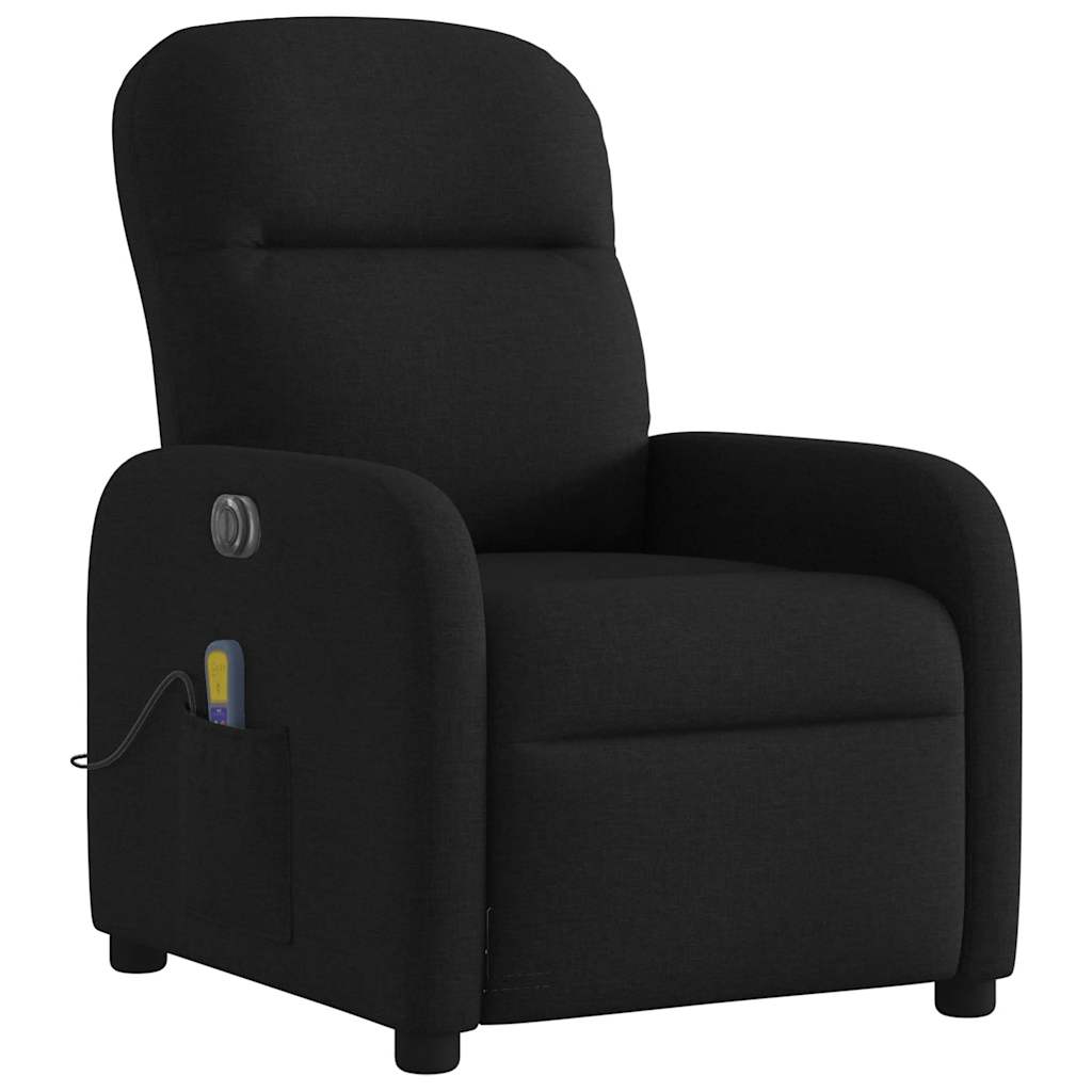 Fotoliu electric de masaj rabatabil, negru, textil GartenMobel Dekor