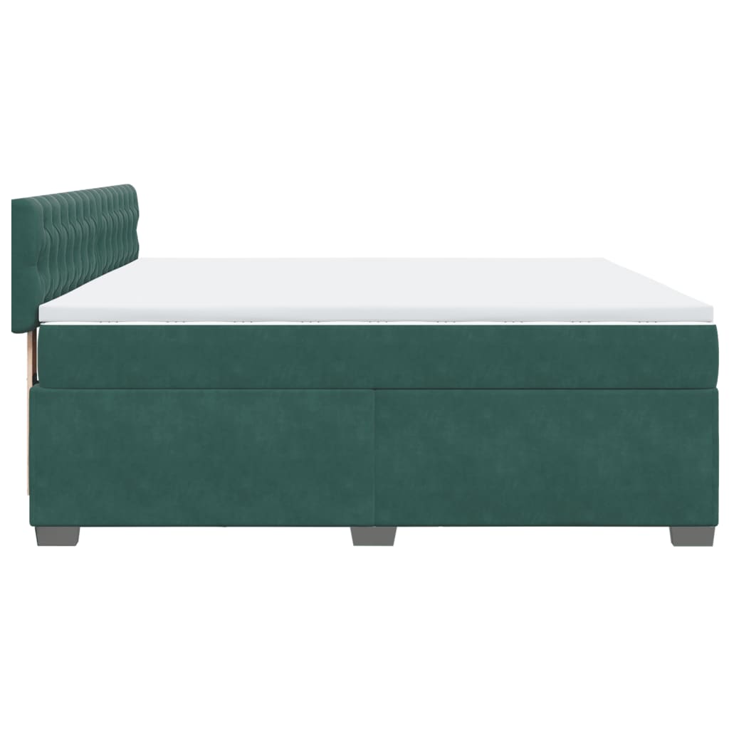 Pat box spring cu saltea, verde închis, 180x200 cm, catifea GartenMobel Dekor