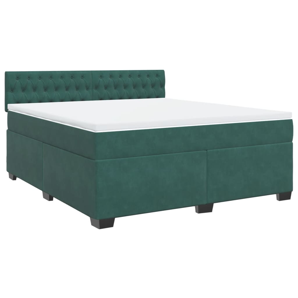 Pat box spring cu saltea, verde închis, 180x200 cm, catifea GartenMobel Dekor