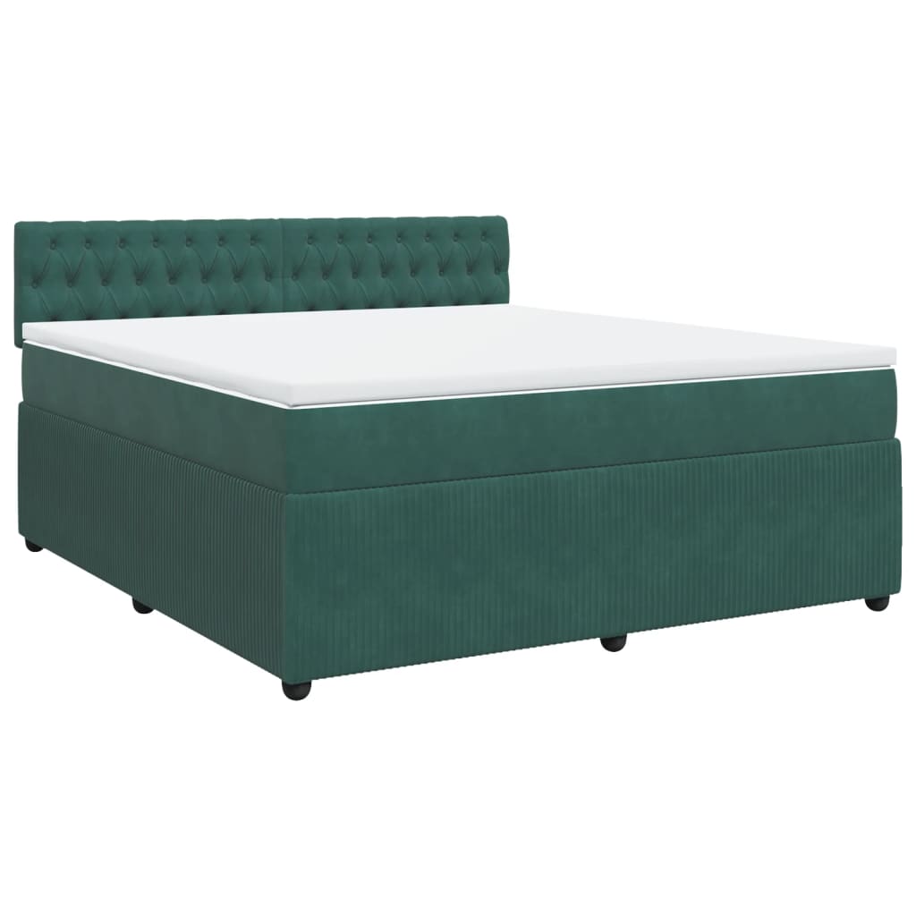 Pat box spring cu saltea, verde închis, 180x200 cm, catifea GartenMobel Dekor