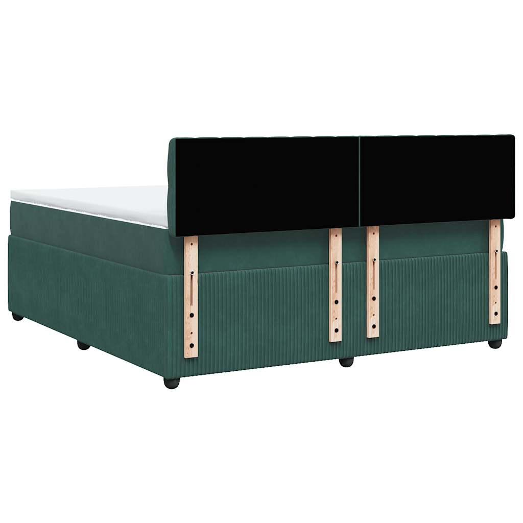 Pat box spring cu saltea, verde închis, 180x200 cm, catifea GartenMobel Dekor