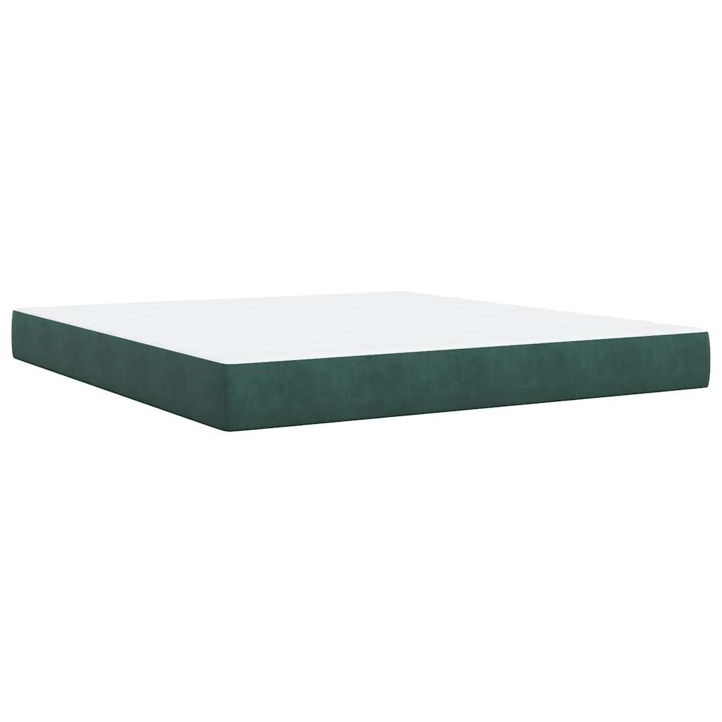 Pat box spring cu saltea, verde închis, 180x200 cm, catifea GartenMobel Dekor