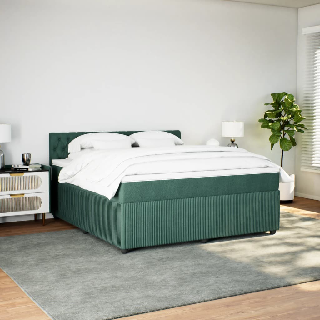 Pat box spring cu saltea, verde închis, 180x200 cm, catifea GartenMobel Dekor