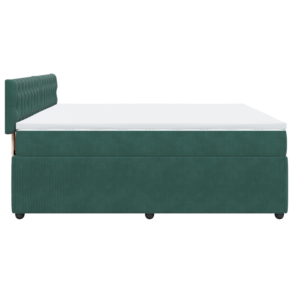 Pat box spring cu saltea, verde închis, 180x200 cm, catifea GartenMobel Dekor