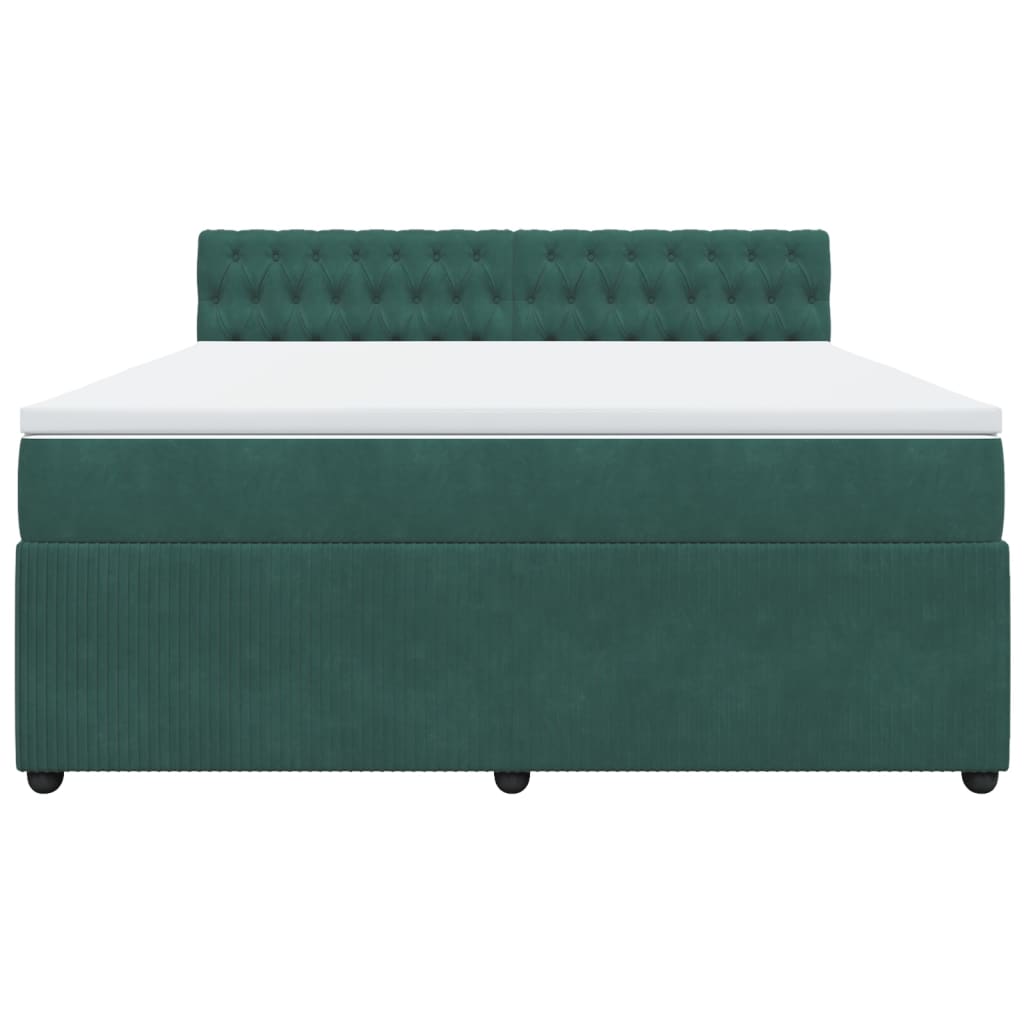 Pat box spring cu saltea, verde închis, 180x200 cm, catifea GartenMobel Dekor