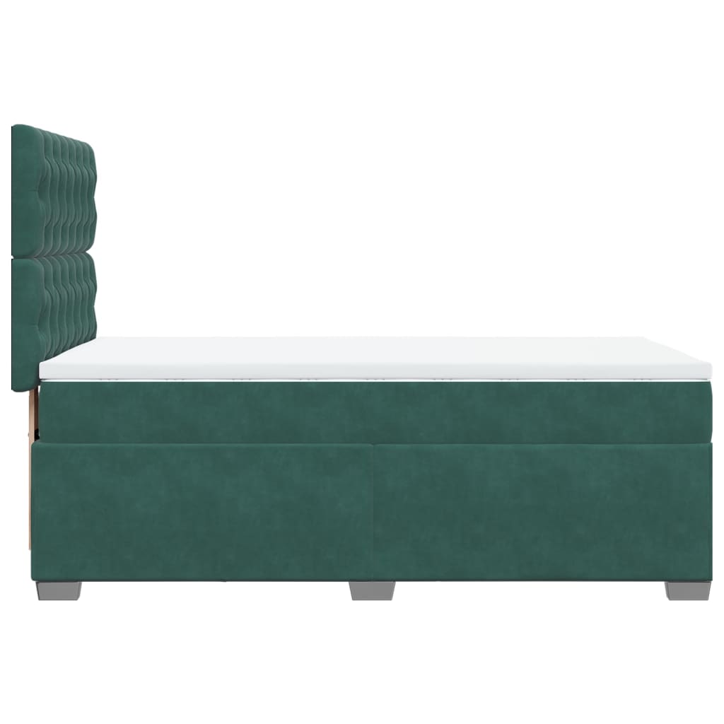 Pat box spring cu saltea, verde închis, 90x190 cm, catifea GartenMobel Dekor