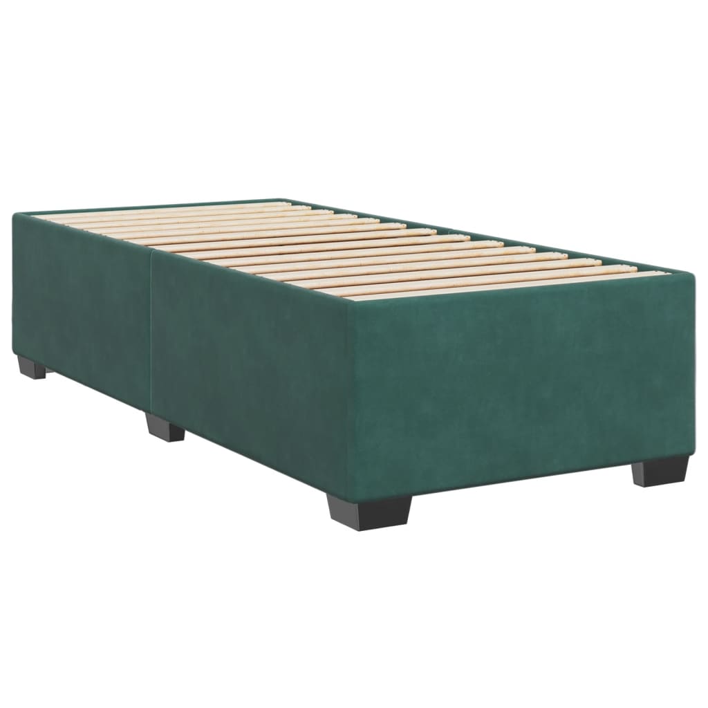 Pat box spring cu saltea, verde închis, 90x200 cm, catifea GartenMobel Dekor