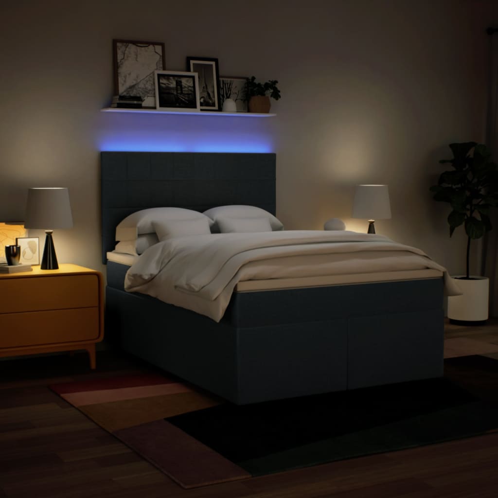 Pat continental cu saltea, albastru, 140x200cm, material textil GartenMobel Dekor