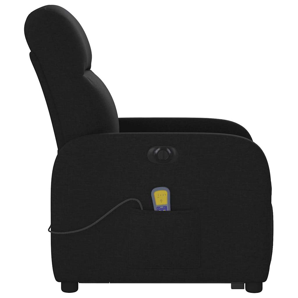 Fotoliu electric de masaj rabatabil cu ridicare, negru, textil GartenMobel Dekor