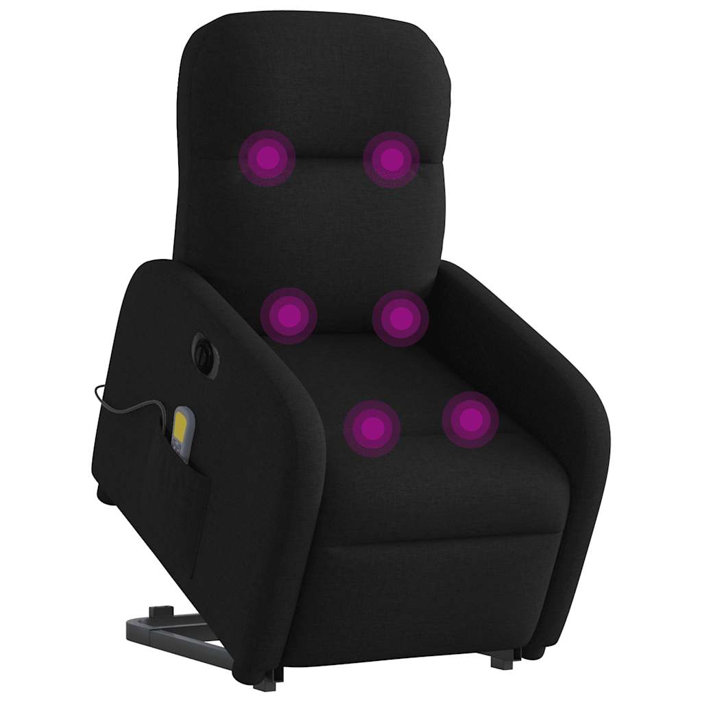 Fotoliu electric de masaj rabatabil cu ridicare, negru, textil GartenMobel Dekor
