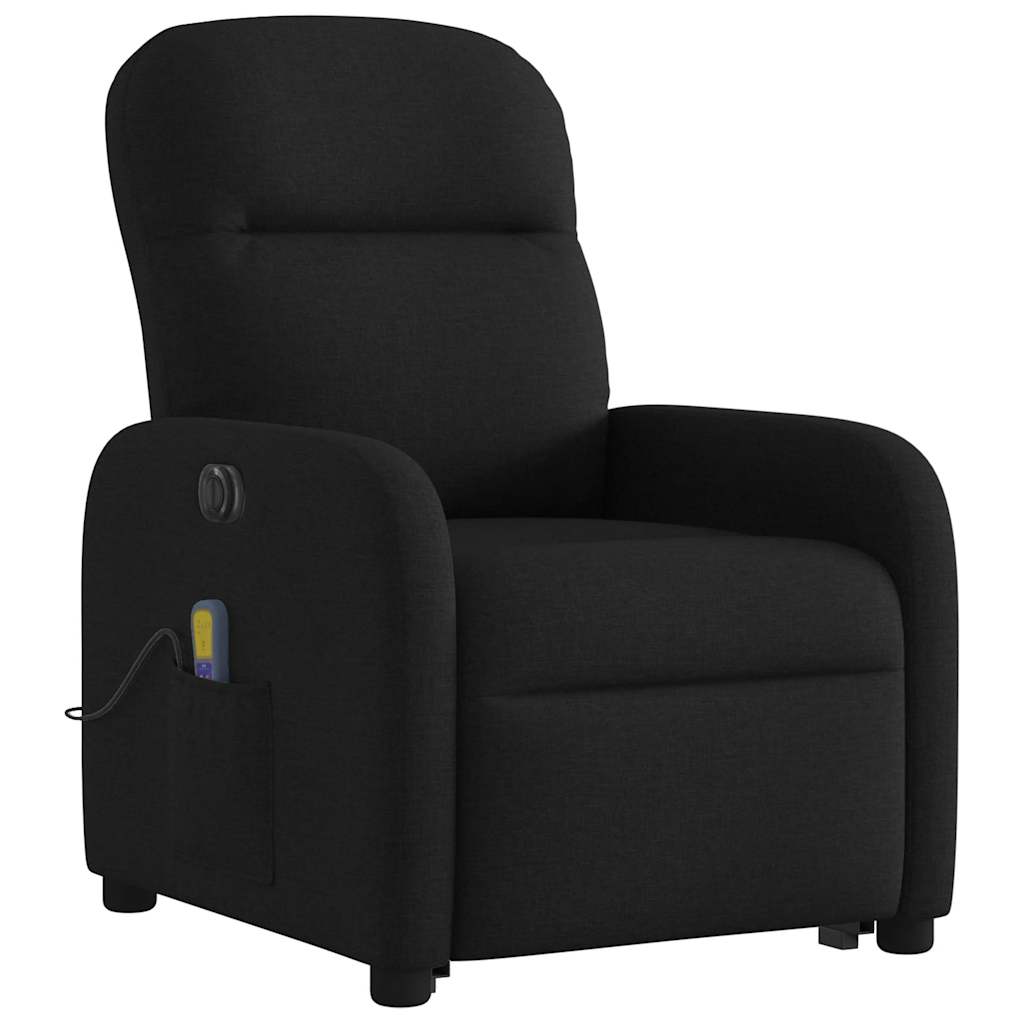Fotoliu electric de masaj rabatabil cu ridicare, negru, textil GartenMobel Dekor