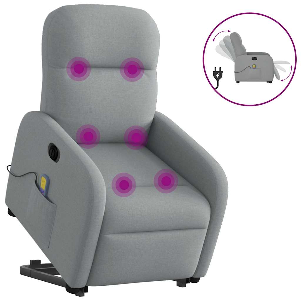 Fotoliu electric masaj rabatabil cu ridicare, gri închis textil GartenMobel Dekor