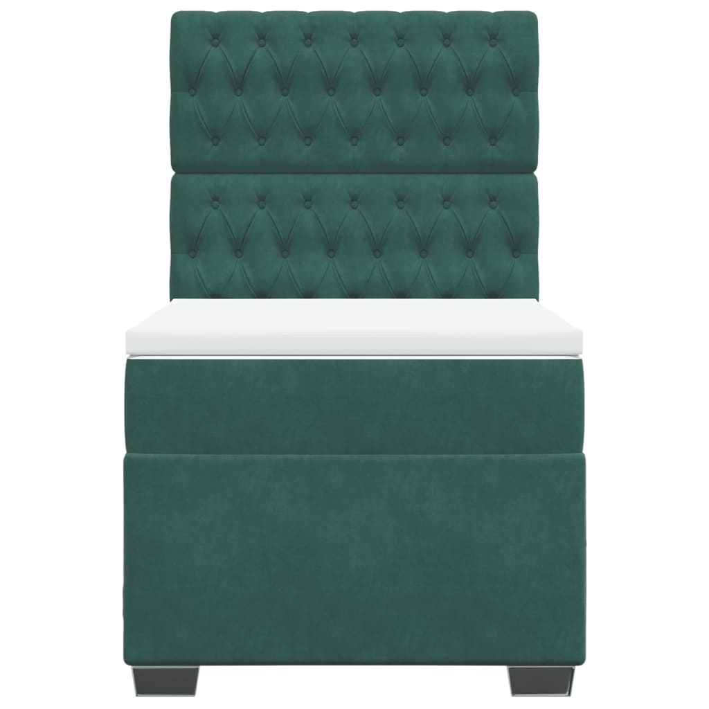 Pat box spring cu saltea, verde închis, 90x190 cm, catifea GartenMobel Dekor