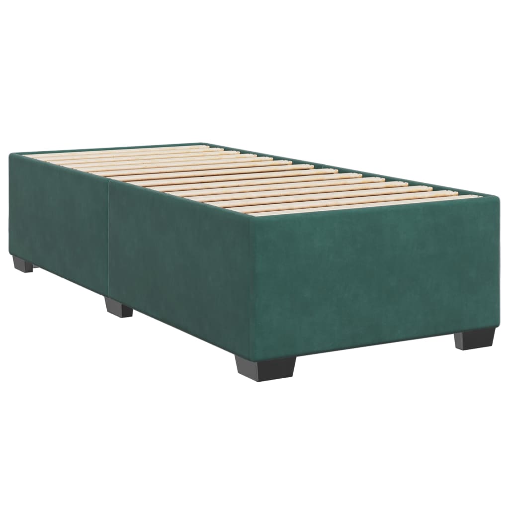 Pat box spring cu saltea, verde închis, 90x190 cm, catifea GartenMobel Dekor