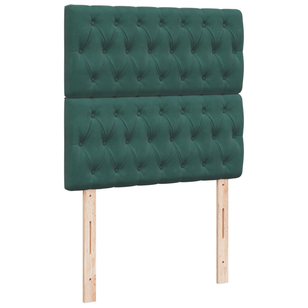 Pat box spring cu saltea, verde închis, 90x200 cm, catifea GartenMobel Dekor