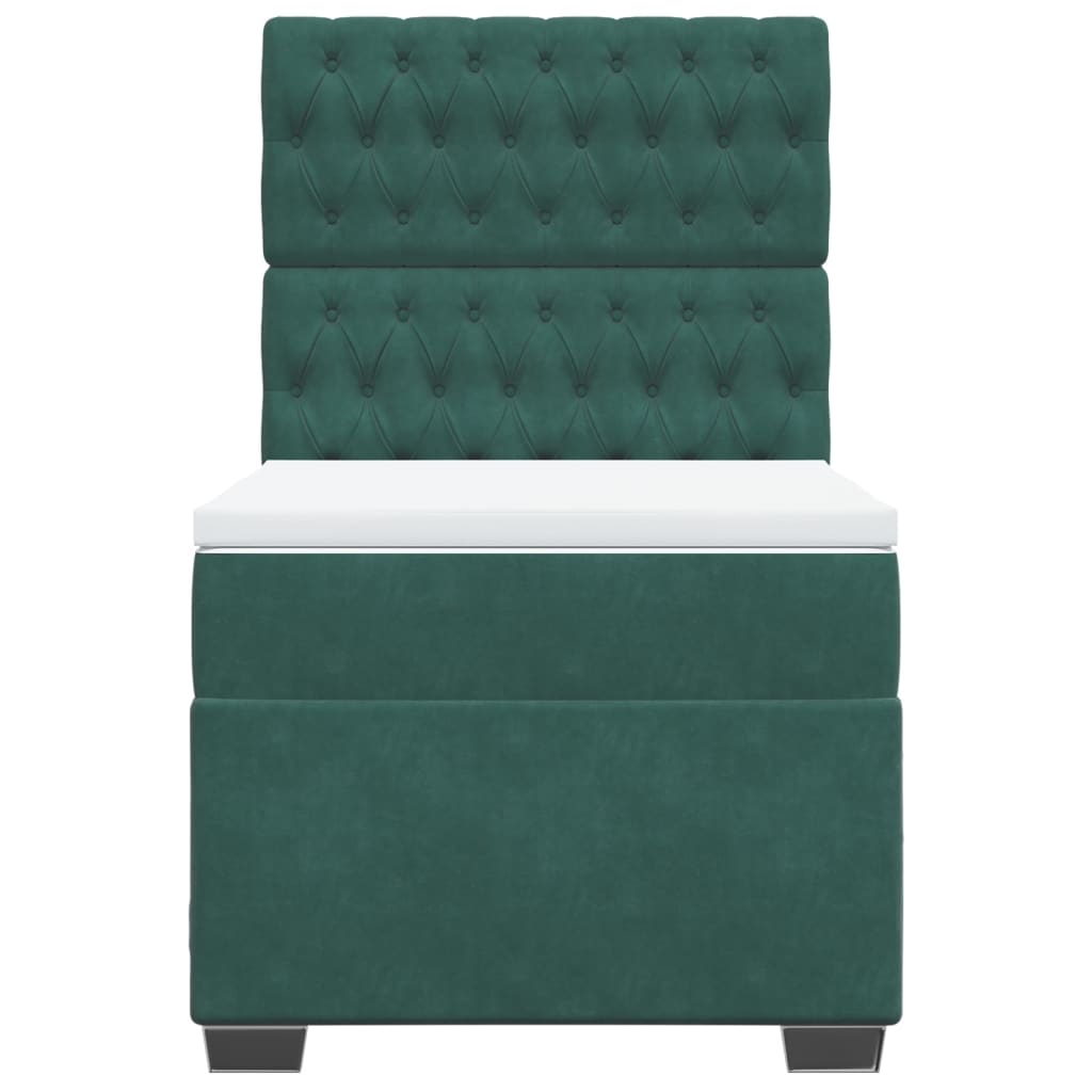 Pat box spring cu saltea, verde închis, 90x200 cm, catifea GartenMobel Dekor