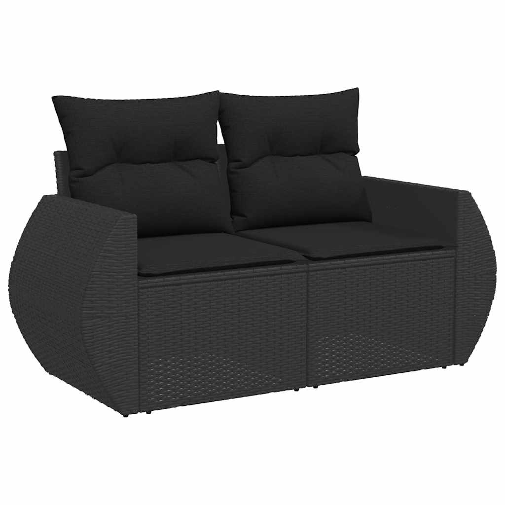 Set canapele de grădină cu perne, 11 piese, negru, poliratan GartenMobel Dekor