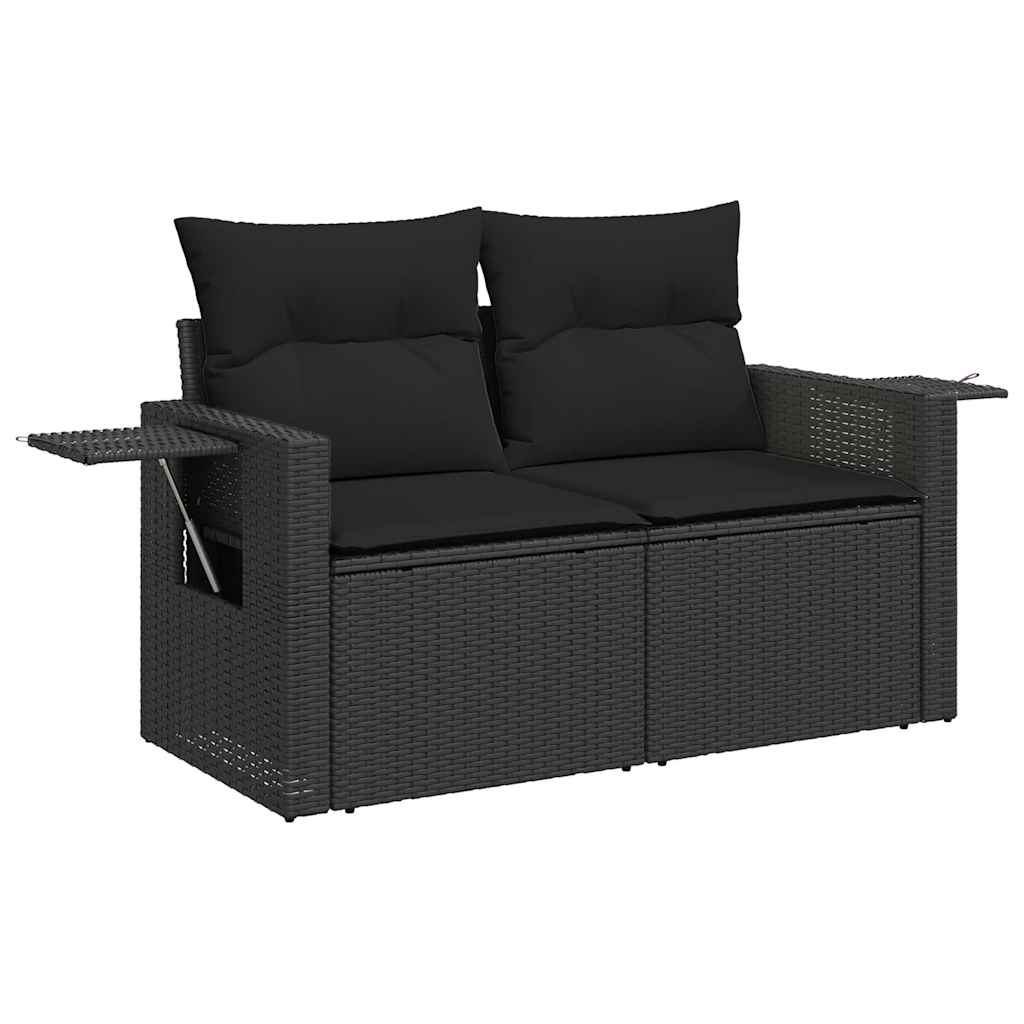 Set mobilier de grădină cu perne, 6 piese, negru, poliratan GartenMobel Dekor