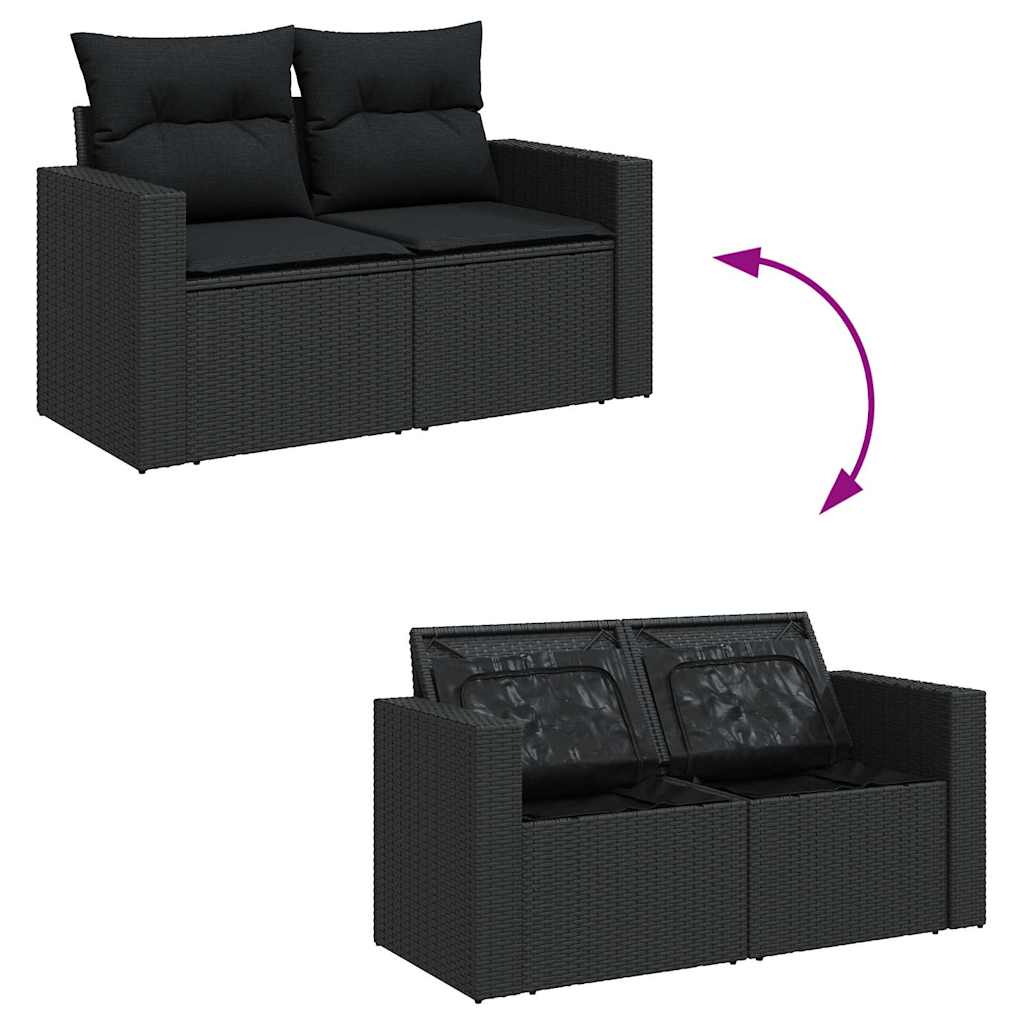 Set mobilier de grădină cu perne, 6 piese, negru, poliratan GartenMobel Dekor