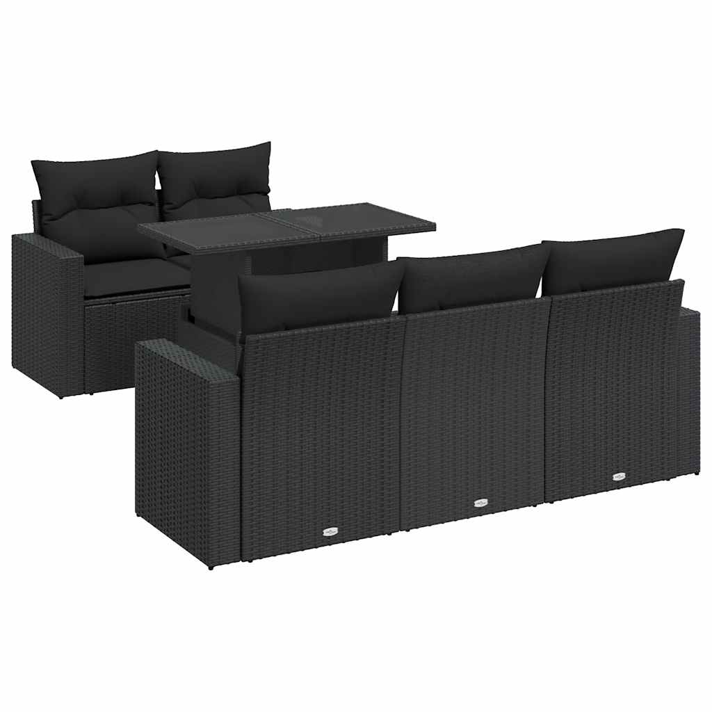 Set mobilier de grădină cu perne, 6 piese, negru, poliratan GartenMobel Dekor