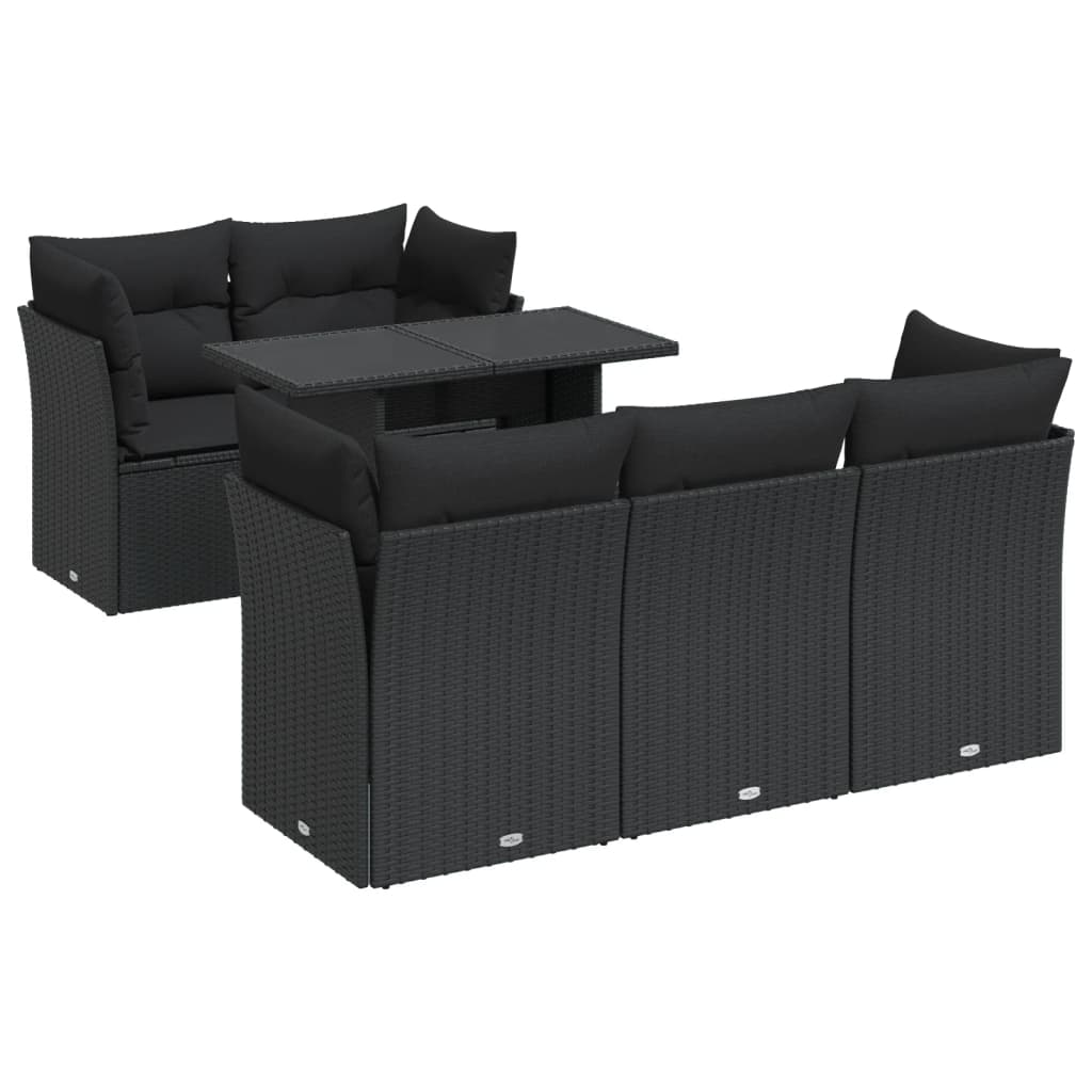 Set mobilier de grădină cu perne, 6 piese, negru, poliratan GartenMobel Dekor