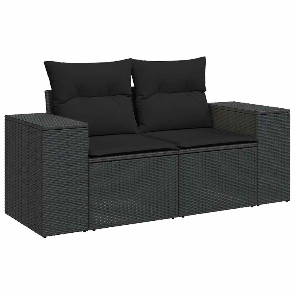 Set mobilier de grădină cu perne, 8 piese, negru, poliratan GartenMobel Dekor