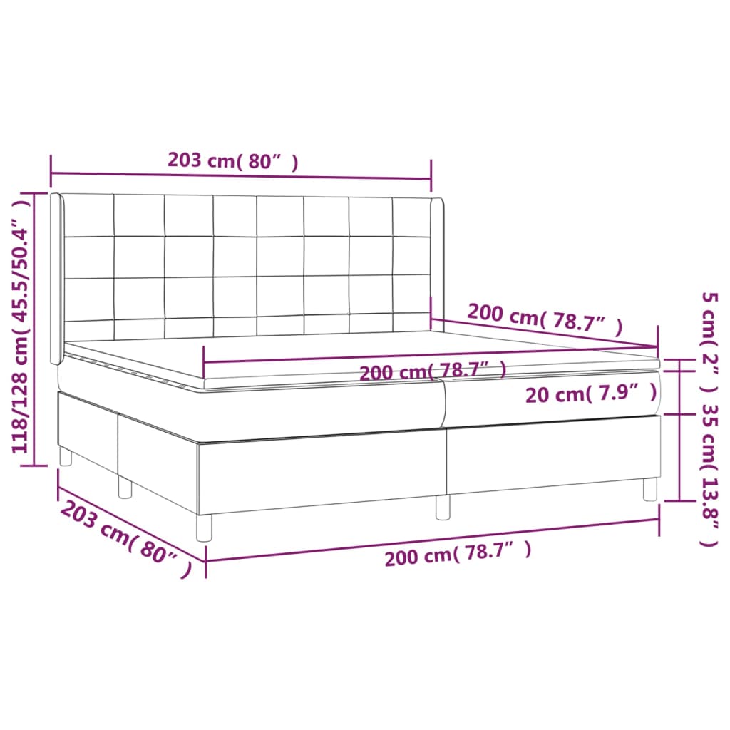Pat box spring cu saltea, negru, 200x200 cm, catifea GartenMobel Dekor