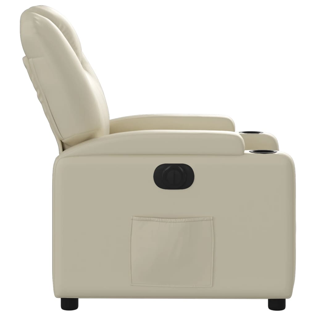 Fotoliu rabatabil electric, crem, piele ecologică GartenMobel Dekor
