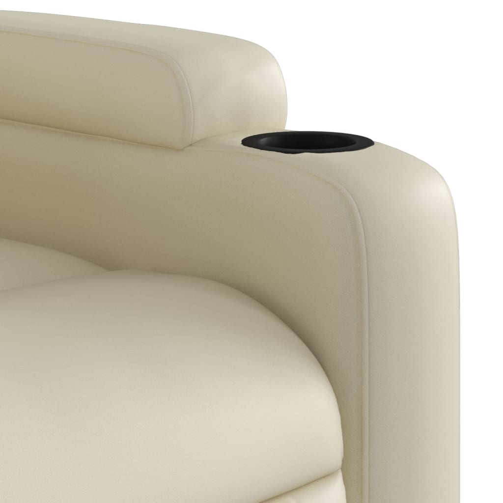 Fotoliu rabatabil electric, crem, piele ecologică GartenMobel Dekor