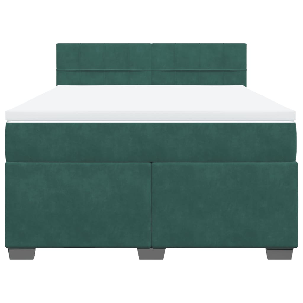 Pat box spring cu saltea, verde închis, 160x200 cm, catifea GartenMobel Dekor