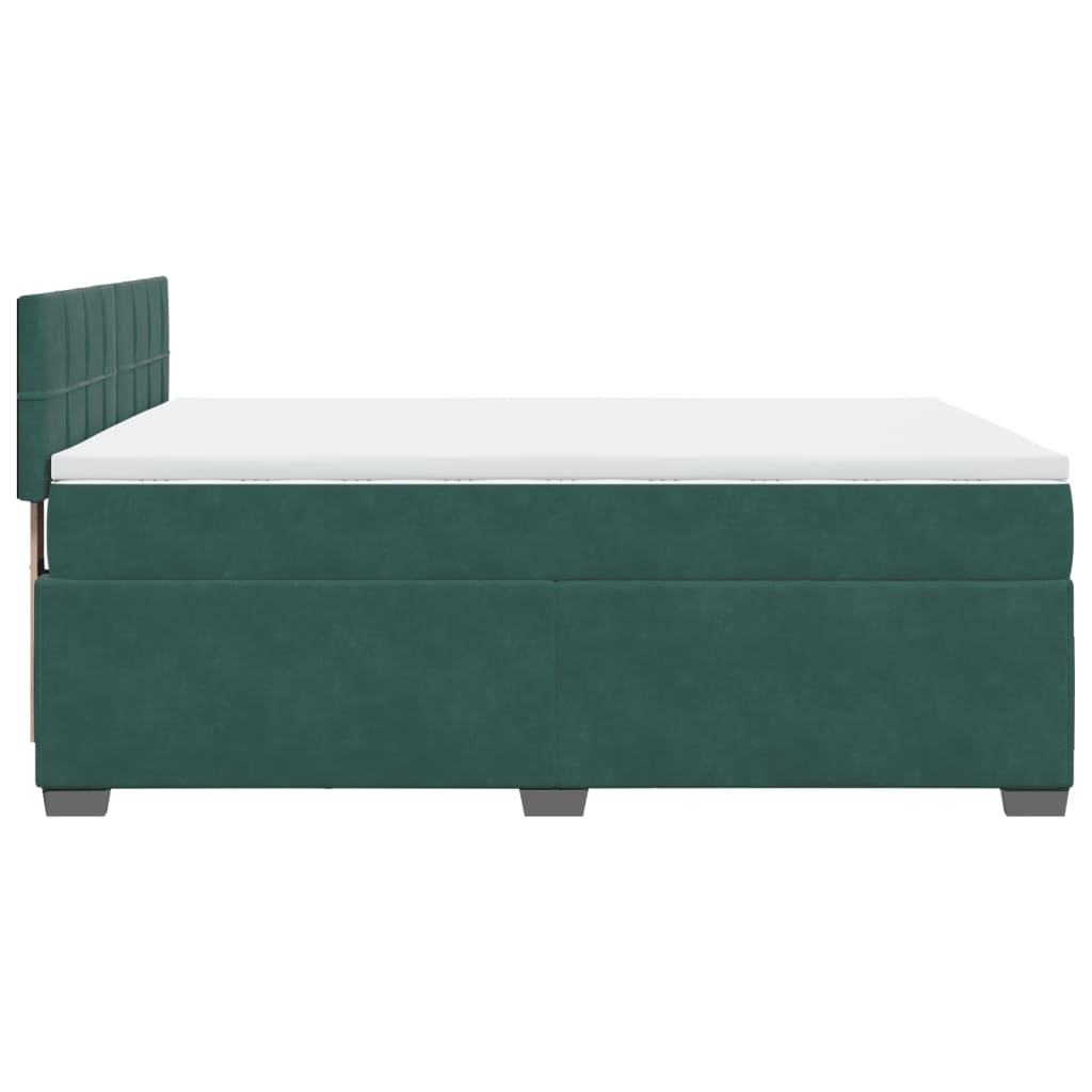 Pat box spring cu saltea, verde închis, 160x200 cm, catifea GartenMobel Dekor