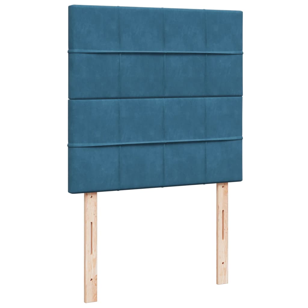 Pat box spring cu saltea, albastru, 90x190 cm, catifea GartenMobel Dekor