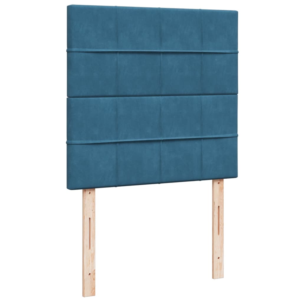 Pat box spring cu saltea, albastru închis, 90x190 cm, catifea GartenMobel Dekor